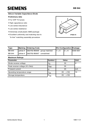 BB644 Datasheet PDF Siemens AG