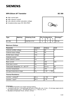 BC368 Datasheet PDF Siemens AG