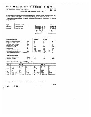BSY58 Datasheet PDF Siemens AG