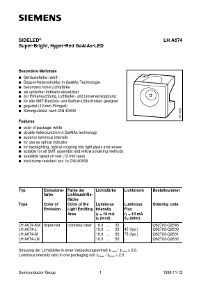 LHA674-M Datasheet PDF Siemens AG