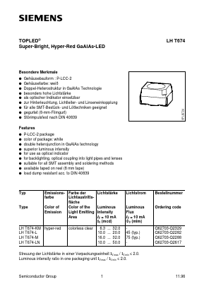 LHT674-LN Datasheet PDF Siemens AG