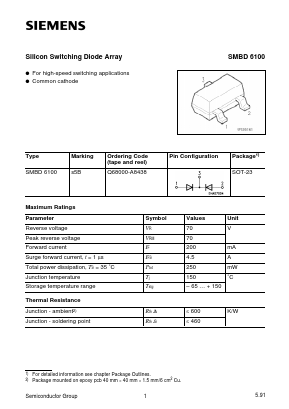 SMBD6100 Datasheet PDF Siemens AG