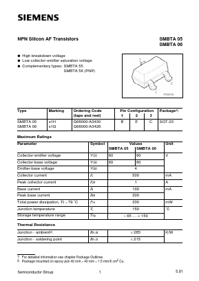 SMBTA05 Datasheet PDF Siemens AG