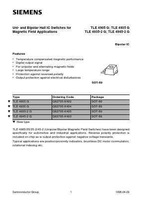 TLE4935G Datasheet PDF Siemens AG