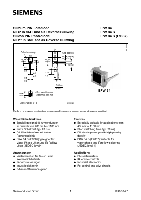 BPW34S Datasheet PDF Siemens AG