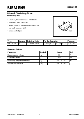 BAR6507 Datasheet PDF Siemens AG