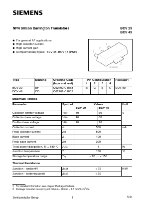 BCV29 Datasheet PDF Siemens AG