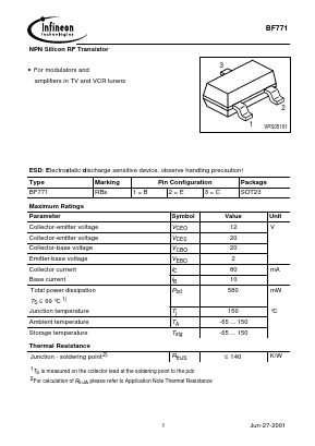 BF771 Datasheet PDF Infineon Technologies