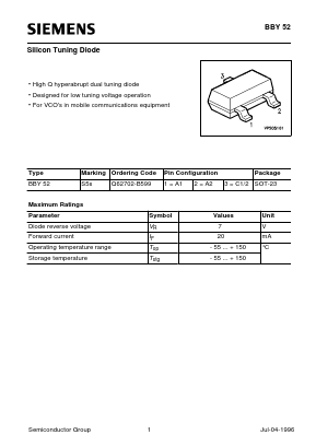 BBY52 Datasheet PDF Siemens AG