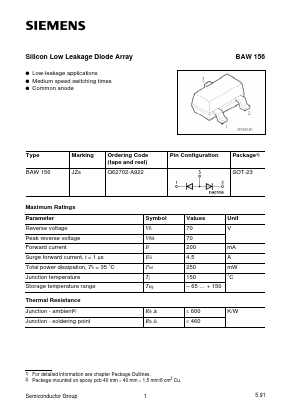 BAW156 Datasheet PDF Siemens AG