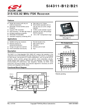 SI4311-B12-GM Datasheet PDF Silicon Laboratories