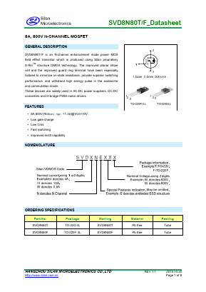 SVD8N80F Datasheet PDF Silan Microelectronics