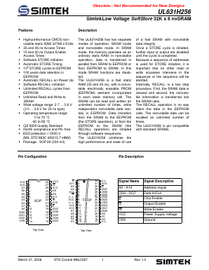 UL631H256SC35 Datasheet PDF Simtek Corporation