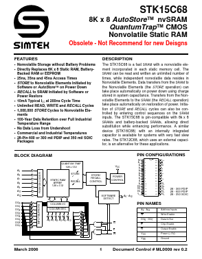 STK15C68-W45 Datasheet PDF Simtek Corporation
