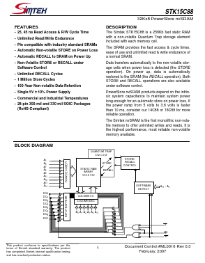 STK15C88-SF45 Datasheet PDF Simtek Corporation