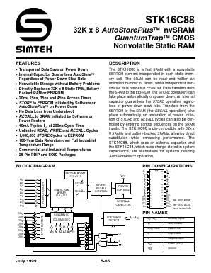STK16C88-W20I Datasheet PDF Simtek Corporation