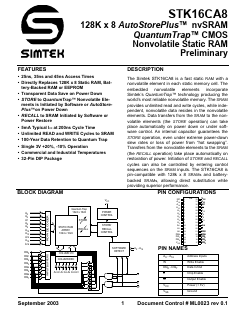 STK16CA8-W45 Datasheet PDF Simtek Corporation