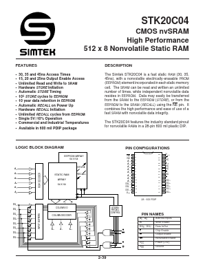 STK20C04-W30 Datasheet PDF Simtek Corporation