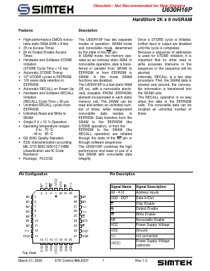 U630H16PC35G1 Datasheet PDF Simtek Corporation