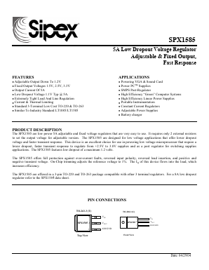 SPX1585U-2.5 Datasheet PDF Signal Processing Technologies