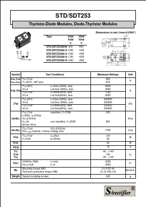 SDT253GK14 Datasheet PDF Sirectifier Electronics
