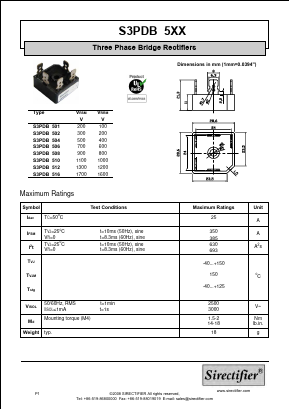 S3PDB2501 Datasheet PDF Sirectifier Electronics