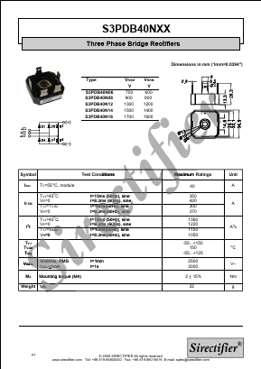 S3PDB40N06 Datasheet PDF Sirectifier Electronics