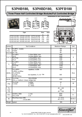 S3PHBD180 Datasheet PDF Sirectifier Electronics