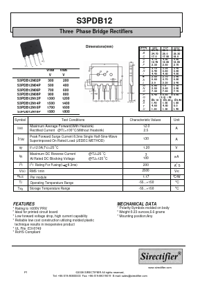 S3PDB12N18P Datasheet PDF Sirectifier Electronics