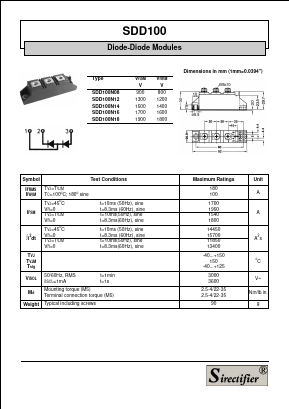 SDD100N08 Datasheet PDF Sirectifier Electronics