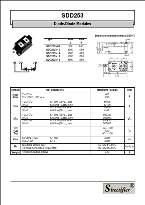 SDD253 Datasheet PDF Sirectifier Electronics