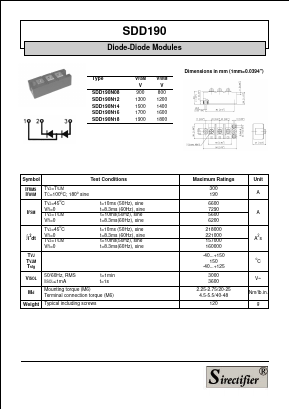 SDD190 Datasheet PDF Sirectifier Electronics