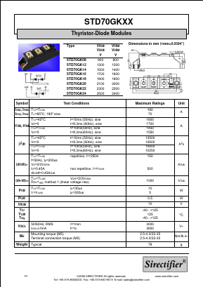 STD70GK14 Datasheet PDF Sirectifier Electronics