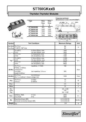 STT60GK16B Datasheet PDF Sirectifier Electronics