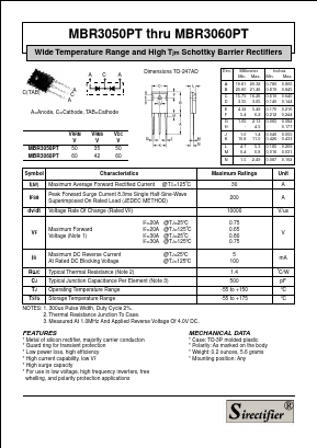 MBR3050PT Datasheet PDF Sirectifier Electronics