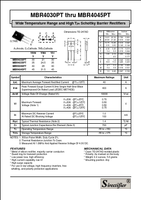 MBR4035PT Datasheet PDF Sirectifier Electronics