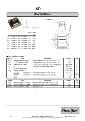 SD300-16NRB Datasheet PDF Sirectifier Electronics