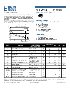 SPF-3143Z Datasheet PDF Sirenza Microdevices => RFMD