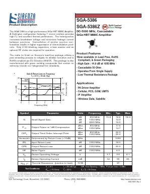 SGA-5386 Datasheet PDF Sirenza Microdevices => RFMD