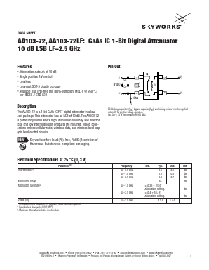 AA103-72LF Datasheet PDF Skyworks Solutions
