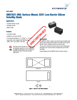 SMS7621-060 Datasheet PDF Skyworks Solutions