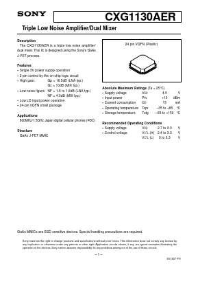 CXG1130AER Datasheet PDF Sony Semiconductor