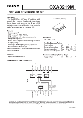 CXA3219M Datasheet PDF Sony Semiconductor