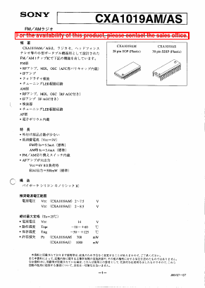 CXA1019AM Datasheet PDF Sony Semiconductor
