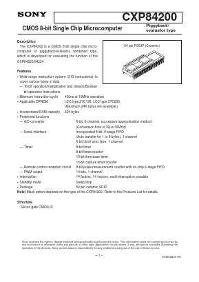 CXP84200 Datasheet PDF Sony Semiconductor