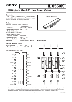 ILX550K Datasheet PDF Sony Semiconductor