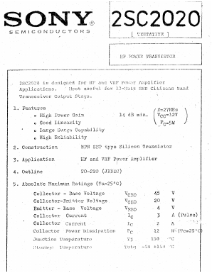 2SC2020 Datasheet PDF Sony Semiconductor