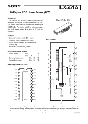 ILX551A Datasheet PDF Sony Semiconductor