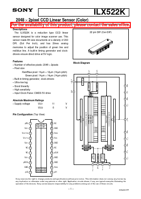 ILX522K Datasheet PDF Sony Semiconductor