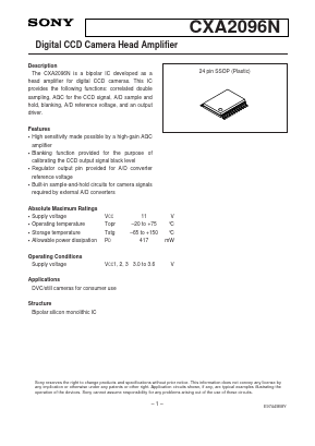 CXA2096 Datasheet PDF Sony Semiconductor